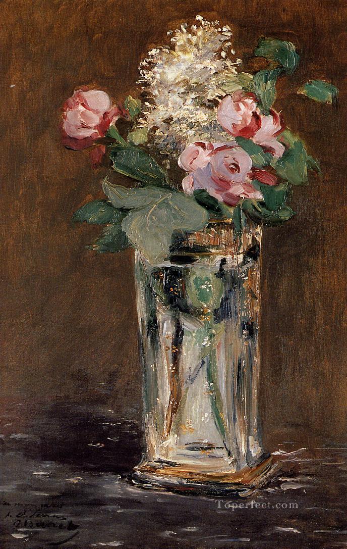 Flores en un jarrón de cristal flor Impresionismo Edouard Manet Pintura al óleo